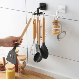 360 Degree Rack Spoon Hooks Holder Storage Rack Rotating Spatula Hanger