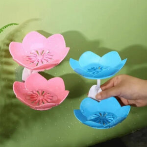 ATETO Wall- Mounted Drain Soap Box Double Layer Lotus Flower Shaped Soap Tray