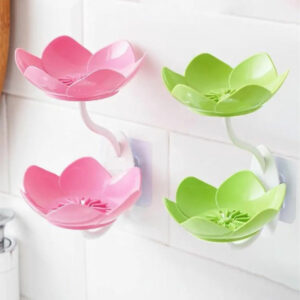 ATETO Wall- Mounted Drain Soap Box Double Layer Lotus Flower Shaped Soap Tray