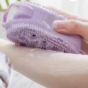 Double Side Silicone Bubble Bath Body Brush with Soap Storage Sponge Massage Scalp Scrubber Skin Clean Shower