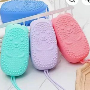 Double Side Silicone Bubble Bath Body Brush with Soap Storage Sponge Massage Scalp Scrubber Skin Clean Shower