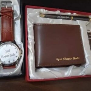 Customize 4pc Deal Set for Him Wallet Keychain Pen Watch