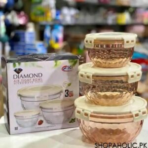 Diamond Airtight Bowl 3 Pcs set
