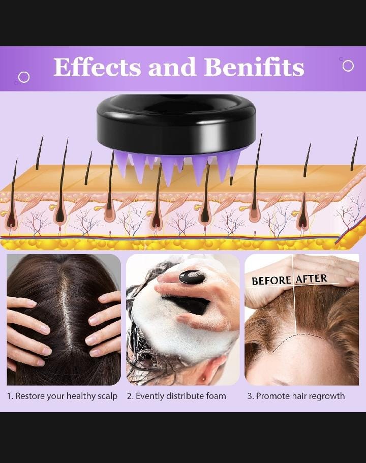 Silicone Shampoo Brush Head Scalp Massage Comb Hair Washing Comb Body Massage Brush Bath Shower Brush Salon Hairdressing Tool - Image 3