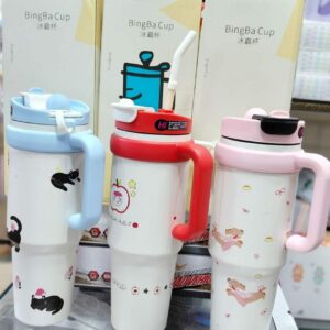 Large Capacity Insulated Water Bottle Ice King Straw Cup Men's Women's New High Aesthetic Handle Cup Beverage Container