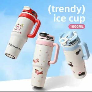Large Capacity Insulated Water Bottle Ice King Straw Cup Men's Women's New High Aesthetic Handle Cup Beverage Container