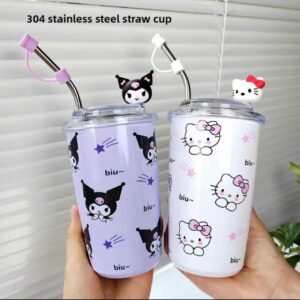 Sanrio Insulated Cup Hello Kitty Cute Kuromi Stainless Steel Water Bottle kawaii with Straw Sippy Water Cup Children's Gift