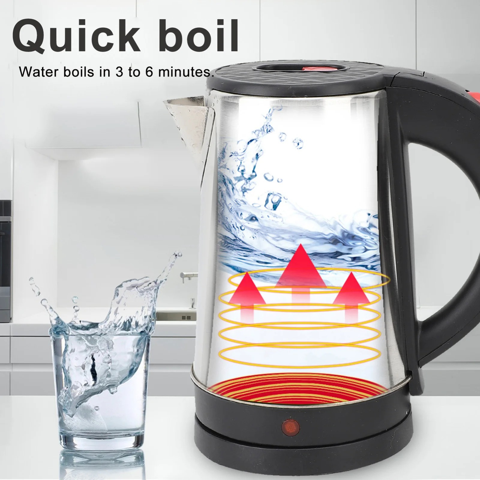 Electric Kettle Stainless Steel Fast Boiling Auto Shut Off Electric Water Boiler for Coffee Tea 2.0 liter