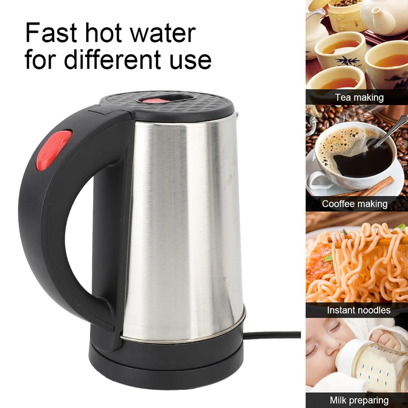Electric Kettle Stainless Steel Fast Boiling Auto Shut Off Electric Water Boiler for Coffee Tea 2.0 liter - Image 2