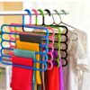 *Techmanistan Random Color - 5 Layers Plastic Hanger, Wardrobe Space Saving, Multifunctional Hanger*