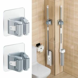 Easy-Install Wall-Mounted Mop & Broom Holder - Space-Saving Plastic Storage Rack for Bathroom, Bedroom,  Garden, Home & Dorm