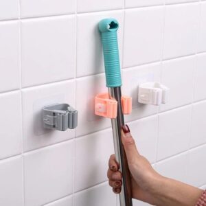 Easy-Install Wall-Mounted Mop & Broom Holder - Space-Saving Plastic Storage Rack for Bathroom, Bedroom,  Garden, Home & Dorm