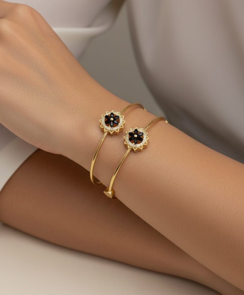 China gold plated two piece bangle set - Image 2