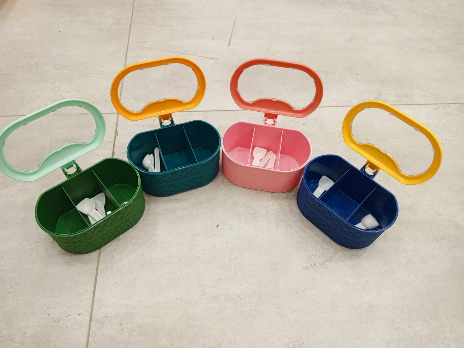 Plastic 3 In 1 Masala Box for Kitchen , Spice Boxes *