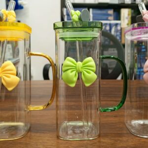 Cute Bow Glass Cup – Hey Shoppers