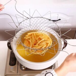 Multifunction Foldable Steam Rinse Strain Fry French Chef Basket