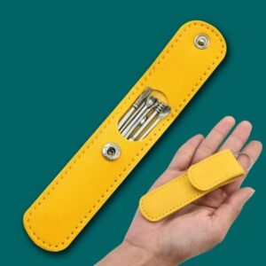 Ear Wax Cleaning Tools kit Set with Leather Pouch Spring Curette Earwax