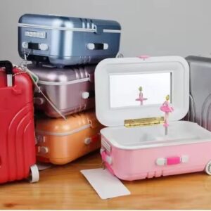 New Creative Trolley Suitcase Dancing Girl Music Box Girl Jewelry Storage Music Box