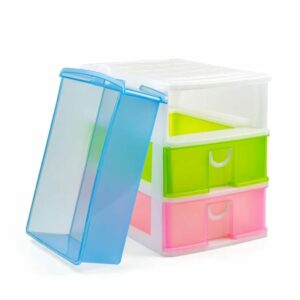 Colorful 3-Tier Stackable Storage Drawers – Multipurpose Cabinet Organizer for Home
