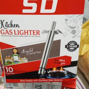 Metallic Gas Stove Spark Lighter with Bonus Knife – Silver