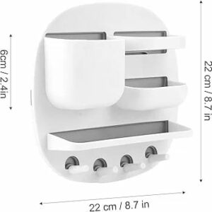 Plastic Wall Mount Organizer,Wall Mount Storage Box Enlarged Capacity Disc Shape PP PS Stable Firm Nail Installation Self Adhesive holder