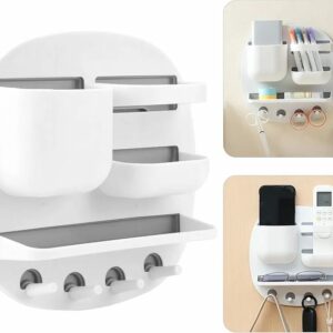 Plastic Wall Mount Organizer,Wall Mount Storage Box Enlarged Capacity Disc Shape PP PS Stable Firm Nail Installation Self Adhesive holder
