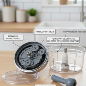 2.5 Litre  Transparent Acrylic Multi-Gear 360° Rotatable Smooth Chopper  with 3 Different chopping  Blade