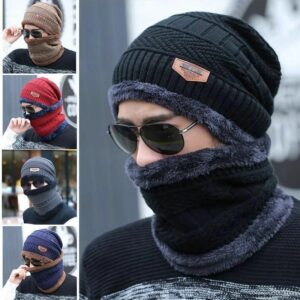 Winter Cap and neck , 2 PCS Winter Beanie Hat Cap Neck Warmer Scarf Set Stylish Knit Skull For Boy/Men