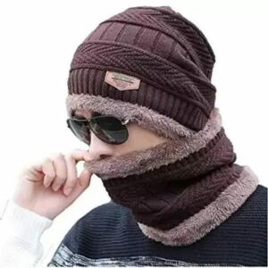 Winter Cap and neck , 2 PCS Winter Beanie Hat Cap Neck Warmer Scarf Set Stylish Knit Skull For Boy/Men