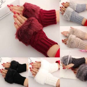 Women’s Wool Fingerless Gloves – Warm Knit Winter MittensFancy Knit Wool Fingerless Gloves for Women & Girls – Soft Warm Half-Finger Winter Mittens with Stylish Design