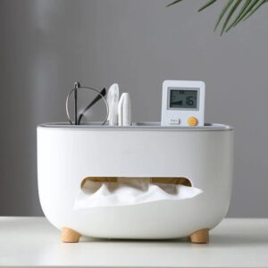 Multifunctional Tissue Box with Remote & Phone Holder