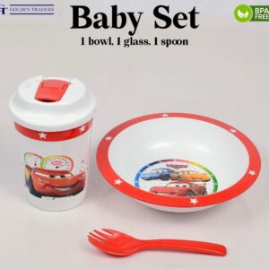 Bright Baby Feeding Set – Bowl, Glass & Spoon