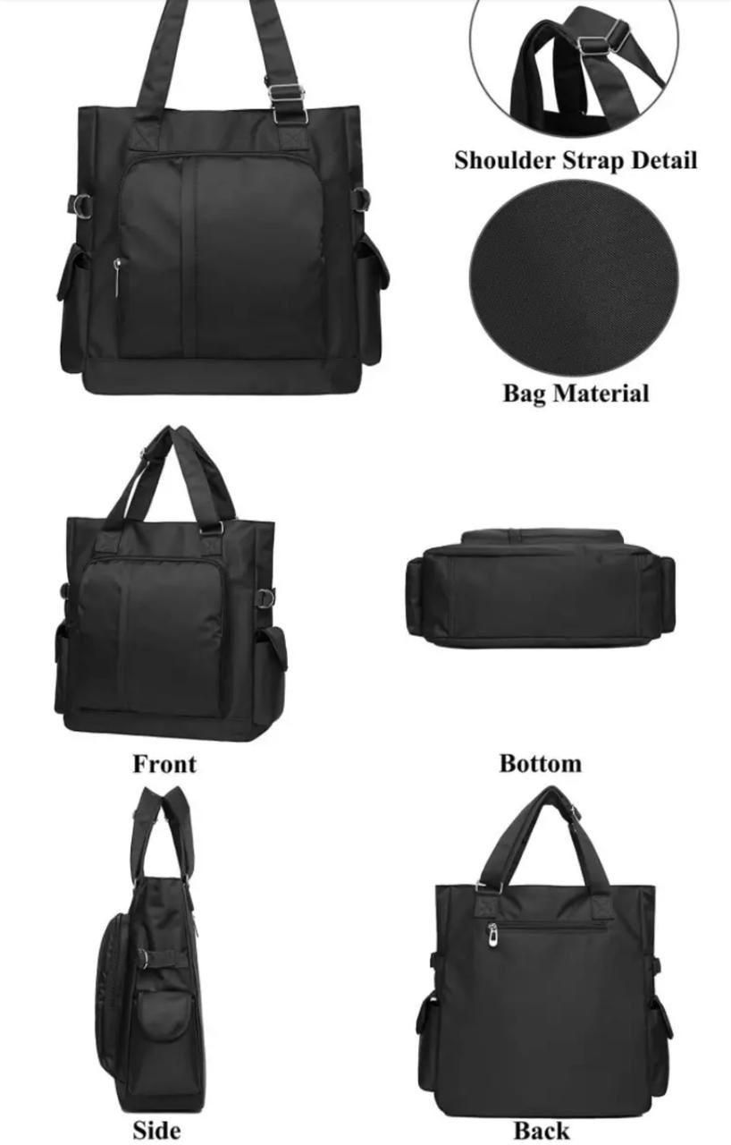 Waterproof Canvas Tote Laptop Bag – Multi-Pocket Work Bag - Image 3