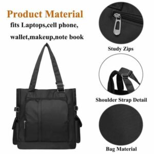 Waterproof Canvas Tote Laptop Bag – Multi-Pocket Work Bag