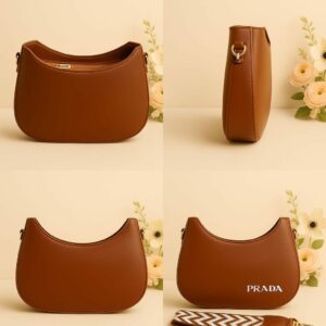 Moon-Shape Women’s Shoulder Bag with Patterned Strap