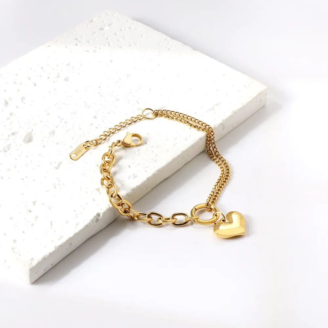 Stainless Steel Heart Chain Bracelets For Women