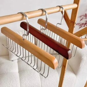 Luxury Wooden Clothes Rack with Metal Frame – Brown & Gold