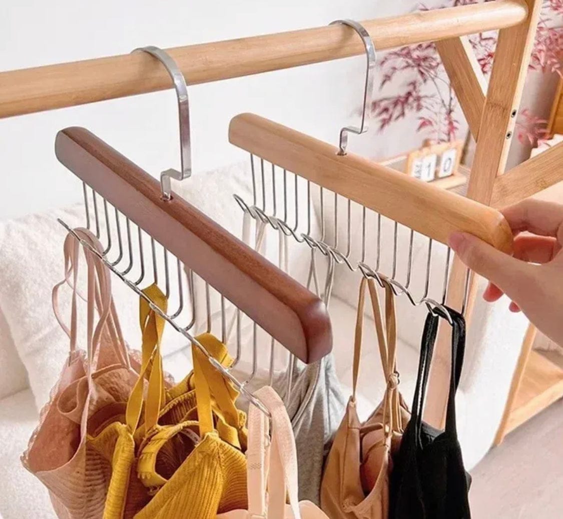Luxury Wooden Clothes Rack with Metal Frame – Brown & Gold - Image 2