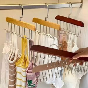 Luxury Wooden Clothes Rack with Metal Frame – Brown & Gold