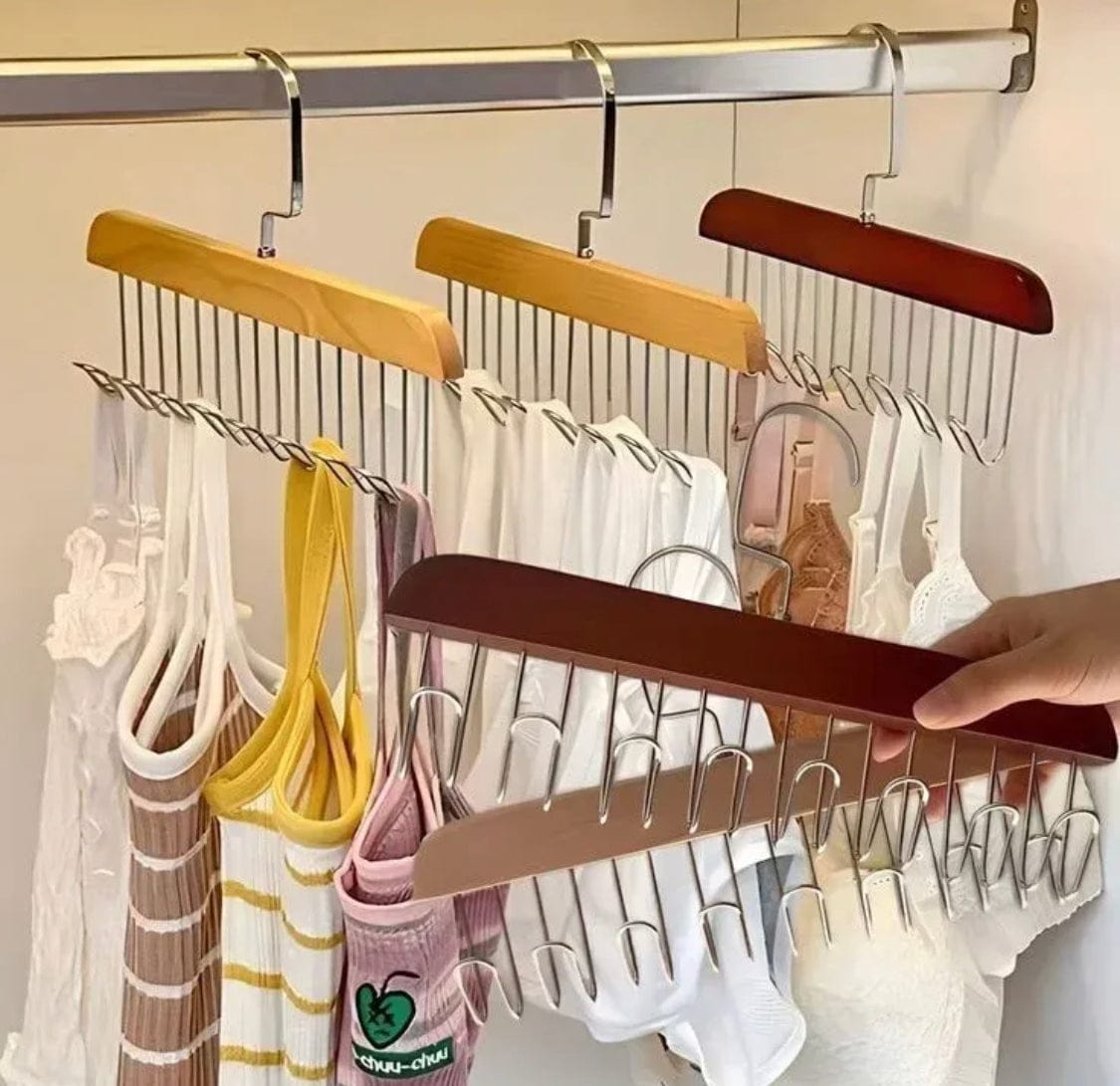 Luxury Wooden Clothes Rack with Metal Frame – Brown & Gold - Image 4