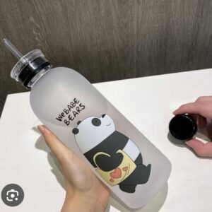 1000ml Cute Panda Water Bottle with Straw – Leak Proof