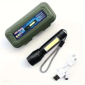 Zoomable Rechargeable LED Torch – Stainless Steel