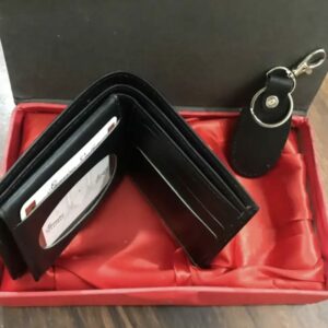 Genuine Leather Wallet & Keychain Gift Set