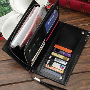 Baellerry Spacious Top Zipper Long Wallet with Mobile Holder