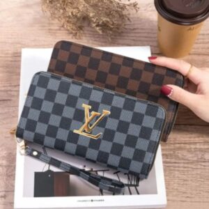 LV-Style Top Zipper Long Wallet with Mobile Holder