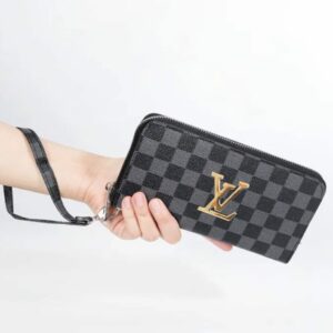 LV-Style Top Zipper Long Wallet with Mobile Holder