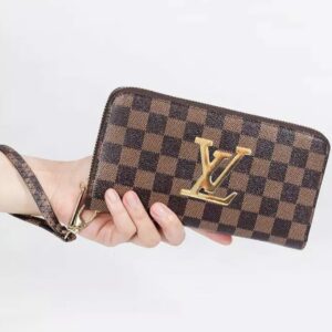 LV-Style Top Zipper Long Wallet with Mobile Holder