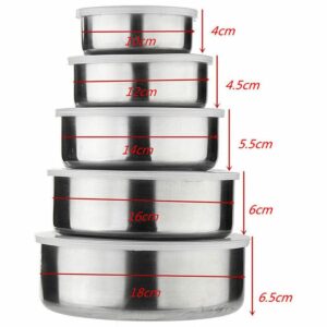 5 Pcs Stainless Steel Food Storage Containers with Lids