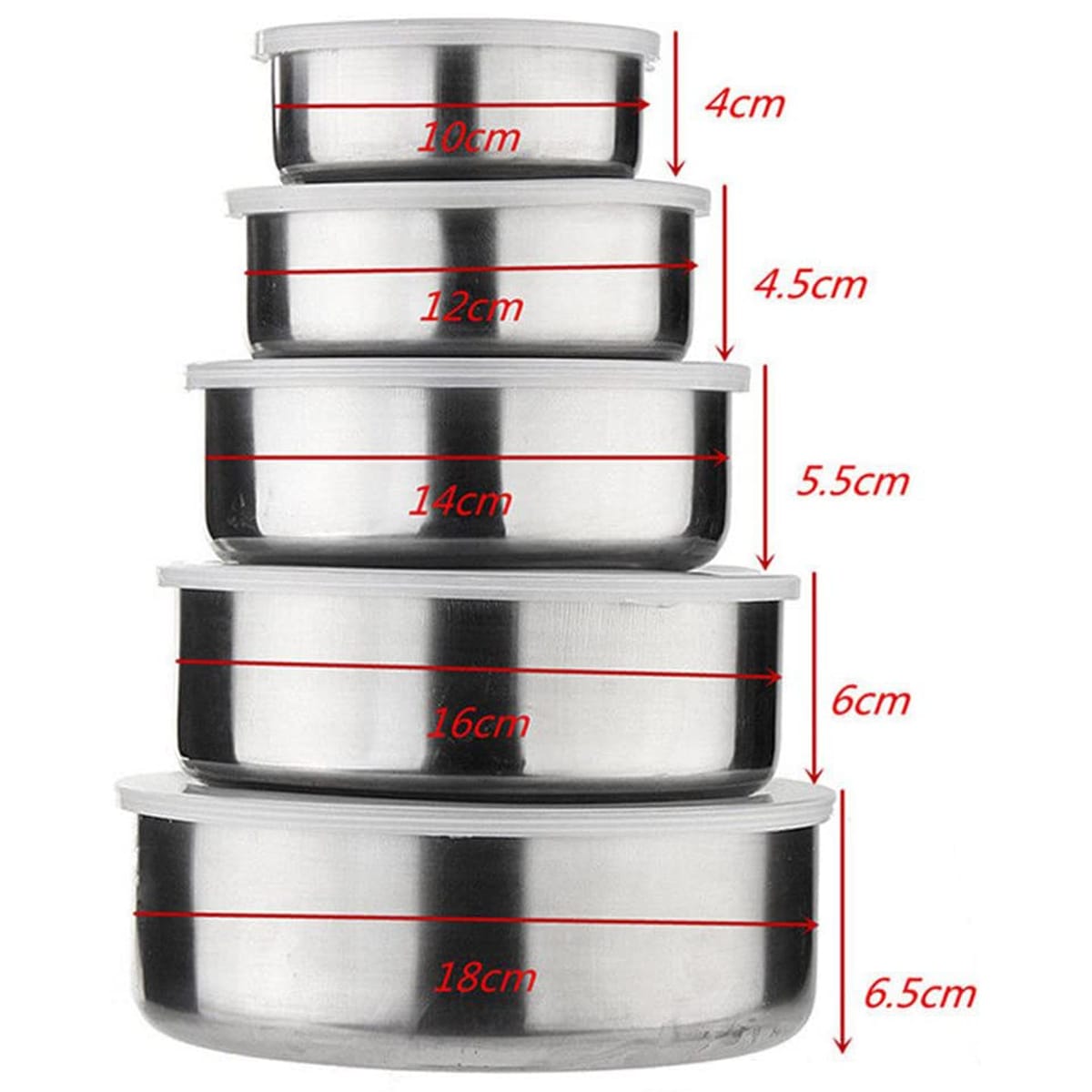 5 Pcs Stainless Steel Food Storage Containers with Lids - Image 2