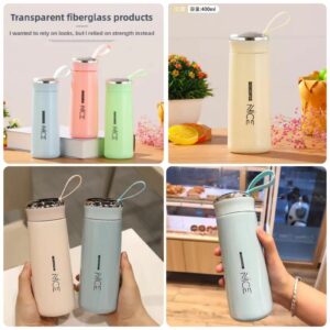 400ml Glass Thermos Water Bottle – Leakproof Tea & Coffee Flask
